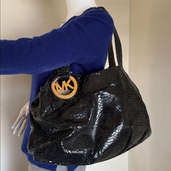 Michael Kors Black Python Handbag - Picture 1 of 11